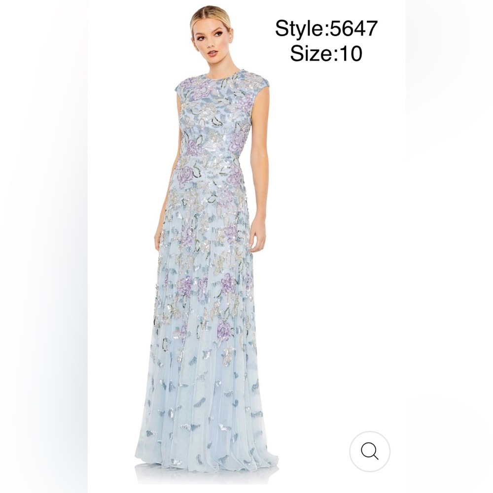 Ice blue multi cap sleeve long gown